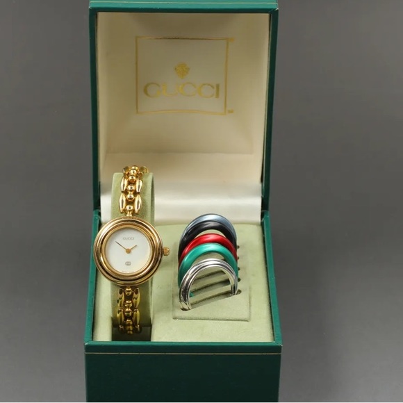 Gucci Italian Luxury 14K Gold Plated Bracelet Watch - Picture 1 of 11